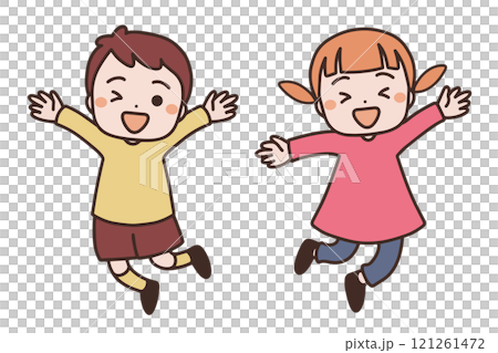 ジャンプする子どもたちのイラスト素材 ジャンプする子どもたちのイラスト素材 121261472