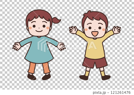 笑顔の子どもたち　イラスト素材 121261476
