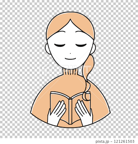 讀一本書的女人插畫素材 121261503