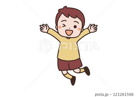 ジャンプする男の子のイラスト素材 121261506