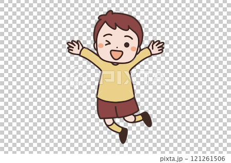 ジャンプする男の子のイラスト素材 121261506