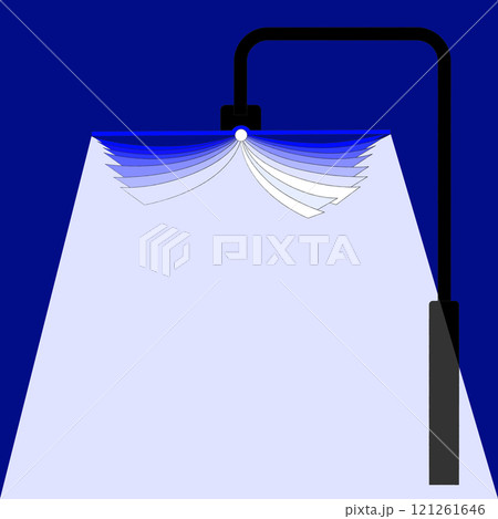 Vector illustration. Spotlight illuminates book, symbolizing power of knowledge to shed light on world. Literature. Vector illustration. Spotlight illuminates book, symbolizing power of knowledge to shed light on world. Literature. 121261646