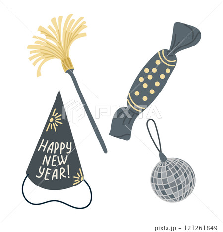 New Year celebration set with party accessories 121261849