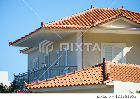 Houses in a seaside resort in Greece Houses in a seaside resort in Greece 121261958