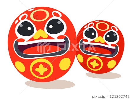Japanese daruma dolls. Vector isolated illustration 121262742