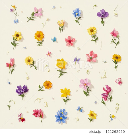 おとぎ話のようなミニチュア花柄のパターン 121262920