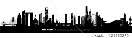 Panoramic View of Downtown Shanghai Skyline.  121263279