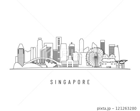 Detailed Singapore skyline vector illustration.  121263280