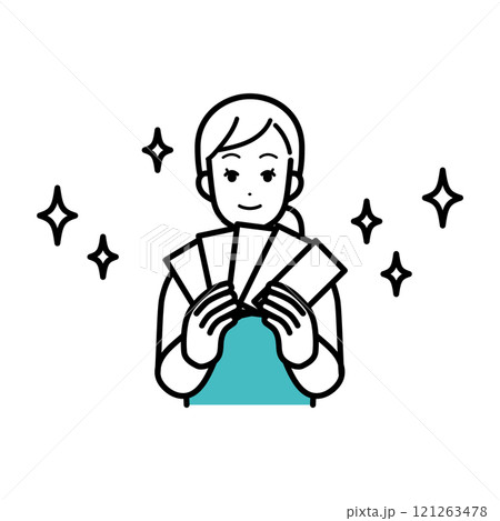 稼いで笑顔の主婦のイラスト 稼いで笑顔の主婦のイラスト 121263478