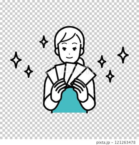 稼いで笑顔の主婦のイラスト 稼いで笑顔の主婦のイラスト 121263478