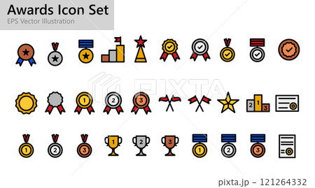 Awards vector illustration icons set. Awards vector illustration icons set. 121264332