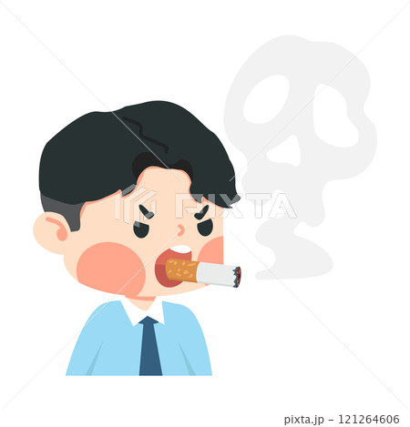 man smoking a cigarette with a skull 121264606