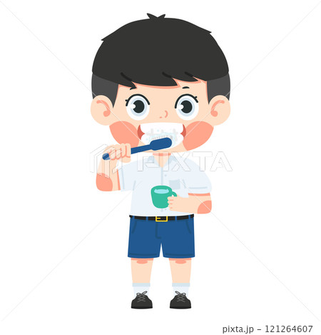 Kid Boy brushing clean teeth 121264607