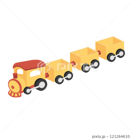 yellow train doodle cartoon flat 121264610