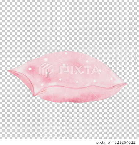 Pillow watercolor. Hand drawing of pink pillow on isolated white background. Clip art of bed linen. Ideal for cards, posters and stickers Pillow watercolor. Hand drawing of pink pillow on isolated white background. Clip art of bed linen. Ideal for cards, posters and stickers 121264622