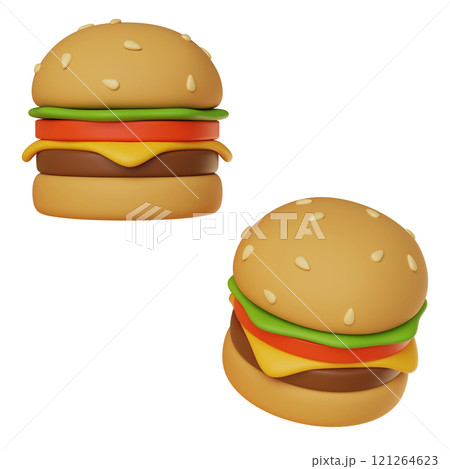 burger icon 3D graphic image burger icon 3D graphic image 121264623