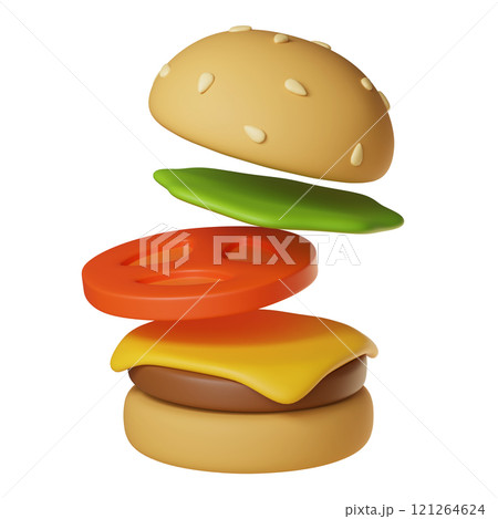 open burger icon 3D graphic image open burger icon 3D graphic image 121264624