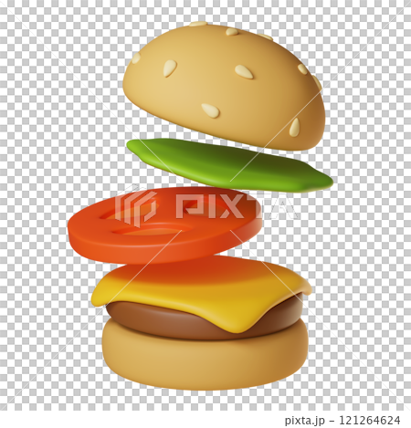 open burger icon 3D graphic image open burger icon 3D graphic image 121264624