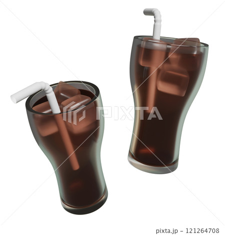 cola in glass cup 3D graphic 121264708