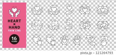 手拿著心圖標集_心和手符號_細線_驚喜 手拿著心圖標集_心和手符號_細線_驚喜 121264793