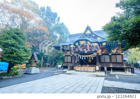 秋の霧のかかる秩父神社　埼玉県秩父市 121264921