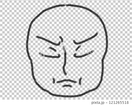 鉛筆画風の怒っている顔の線画イラスト 121265518