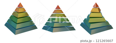 3D infographic pyramid set, business data triangle segment chart, colorful creative geometry shapes 3D infographic pyramid set, business data triangle segment chart, colorful creative geometry shapes 121265607