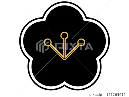 黒と金のシンプルな和柄の梅アイコン 黒と金のシンプルな和柄の梅アイコン 121265613