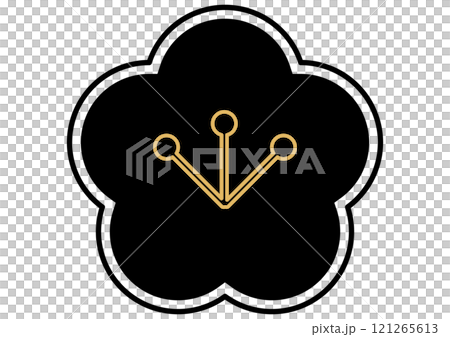 黒と金のシンプルな和柄の梅アイコン 黒と金のシンプルな和柄の梅アイコン 121265613