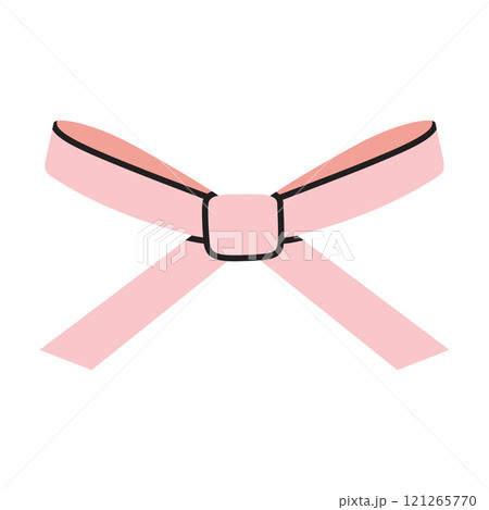 Pink ribbon bow, decorative bowknot for gift packaging. Coquette and balletcore aesthetic, girly accessory. Trendy modern vector illustration isolated on white background, hand drawn, flat design 121265770