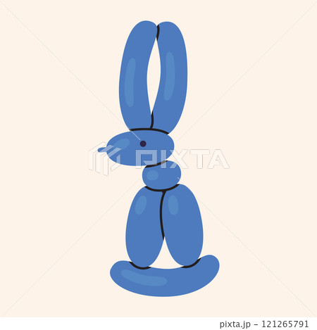 Balloon rabbit, blue Inflatable animal figurine, bubble element. Trendy modern vector illustration isolated on background, hand drawn, flat design 121265791