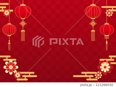 中国の旧正月・提灯イラスト背景素材 121266030