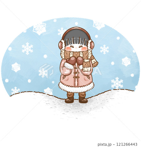 雪の中でニッコリ笑う女の子 雪の中でニッコリ笑う女の子 121266443