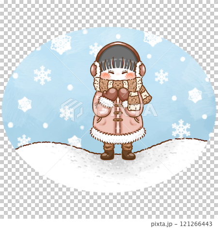 雪の中でニッコリ笑う女の子 雪の中でニッコリ笑う女の子 121266443
