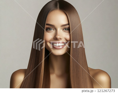 しなやか 柔軟 ストレートヘアー 121267273