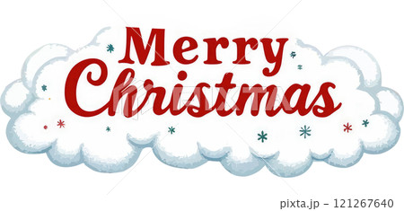 Cartoon Sticker Merry Christmas text and Happy New year. 121267640