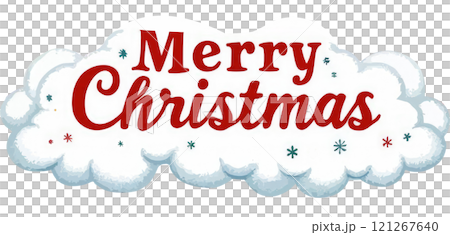 Cartoon Sticker Merry Christmas text and Happy New year. 121267640
