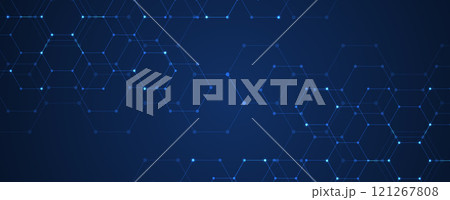 Geometric hexagon abstract science and technology background 121267808