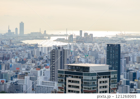 Cityscape view of Osaka downtown from Umeda Sky Building observation deck in Osaka, Japan Cityscape view of Osaka downtown from Umeda Sky Building observation deck in Osaka, Japan 121268005