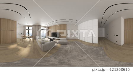360 panorana of modern interior room 3D rendering 360 panorana of modern interior room 3D rendering 121268610