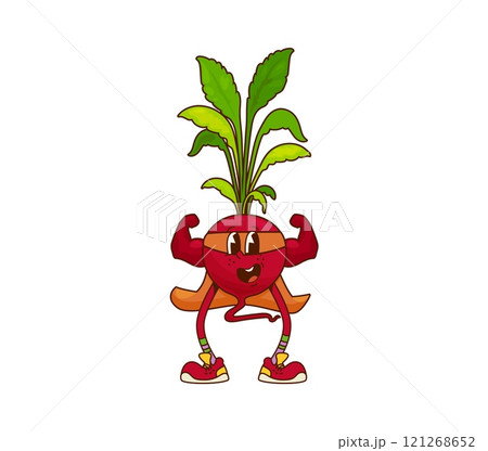 Groovy radish vegetable superhero character...のイラスト素材 [121268652] - PIXTA
