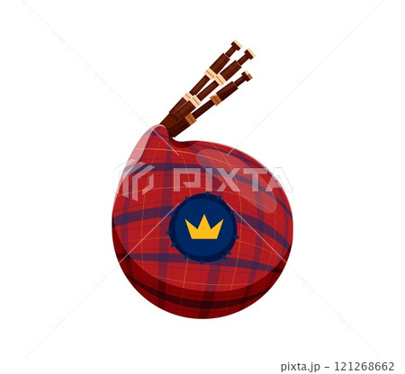 Bagpipe musical instrument font 6 digit symbol. Music festival instrument English ABC typeset isolated vector figure or number, orchestra woodwind sound equipment six digit or font numeral symbol 121268662