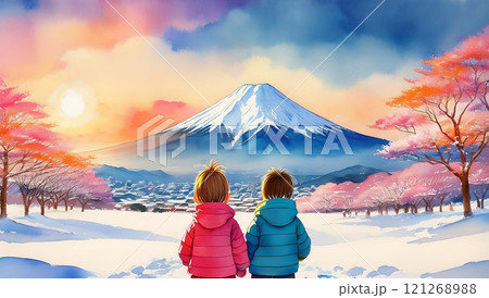 冬の富士山・初日の出 121268988