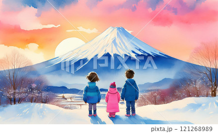 冬の富士山・初日の出 121268989