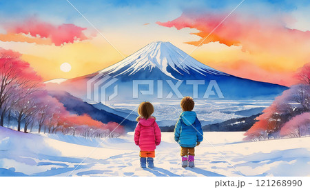 冬の富士山・初日の出 121268990