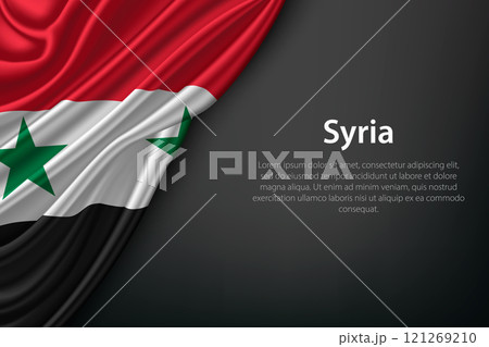 Waving Flag Syria on Dark Background Waving Flag Syria on Dark Background 121269210