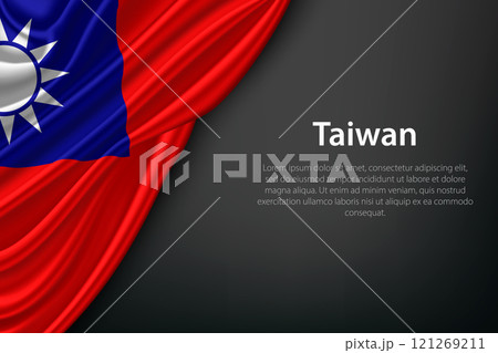 Waving Taiwan Flag on Dark Background Waving Taiwan Flag on Dark Background 121269211