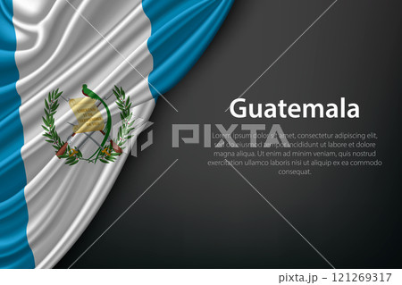 Waving Guatemala Flag on Dark Background 121269317