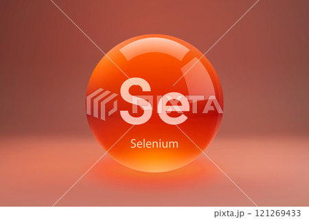 Glossy sphere with Selenium symbol 121269433