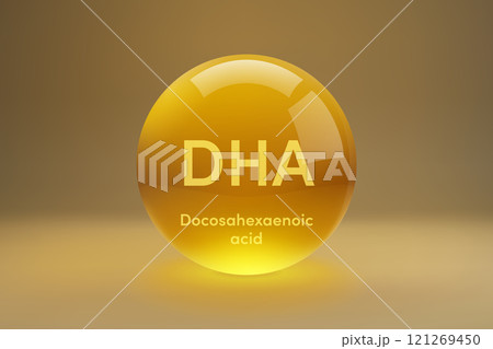 DHA fatty acids Glossy Capsule Illustration 121269450